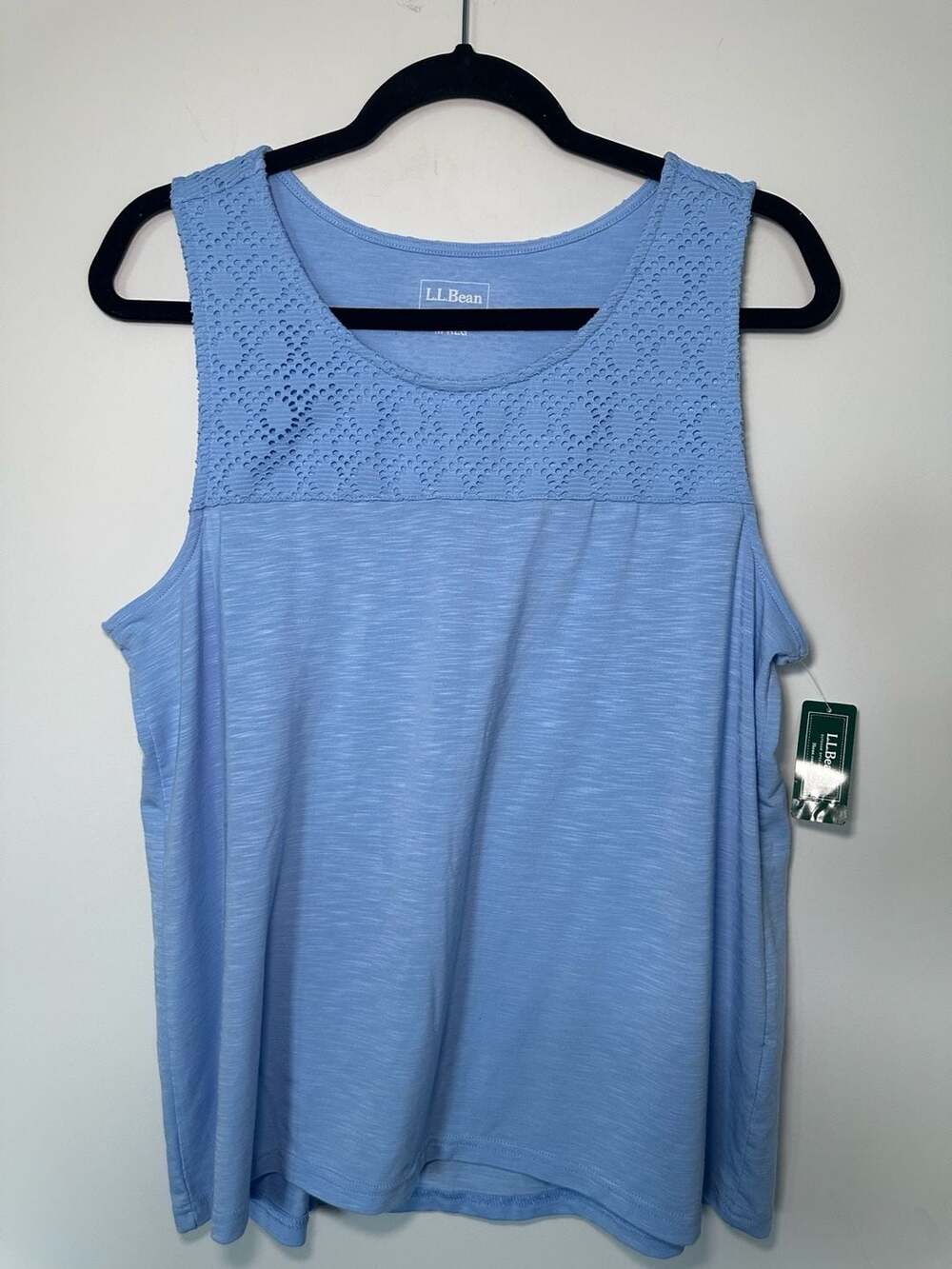 NWT LL Bean Women's Blue Lace-Trim Tank Top Size M Reg